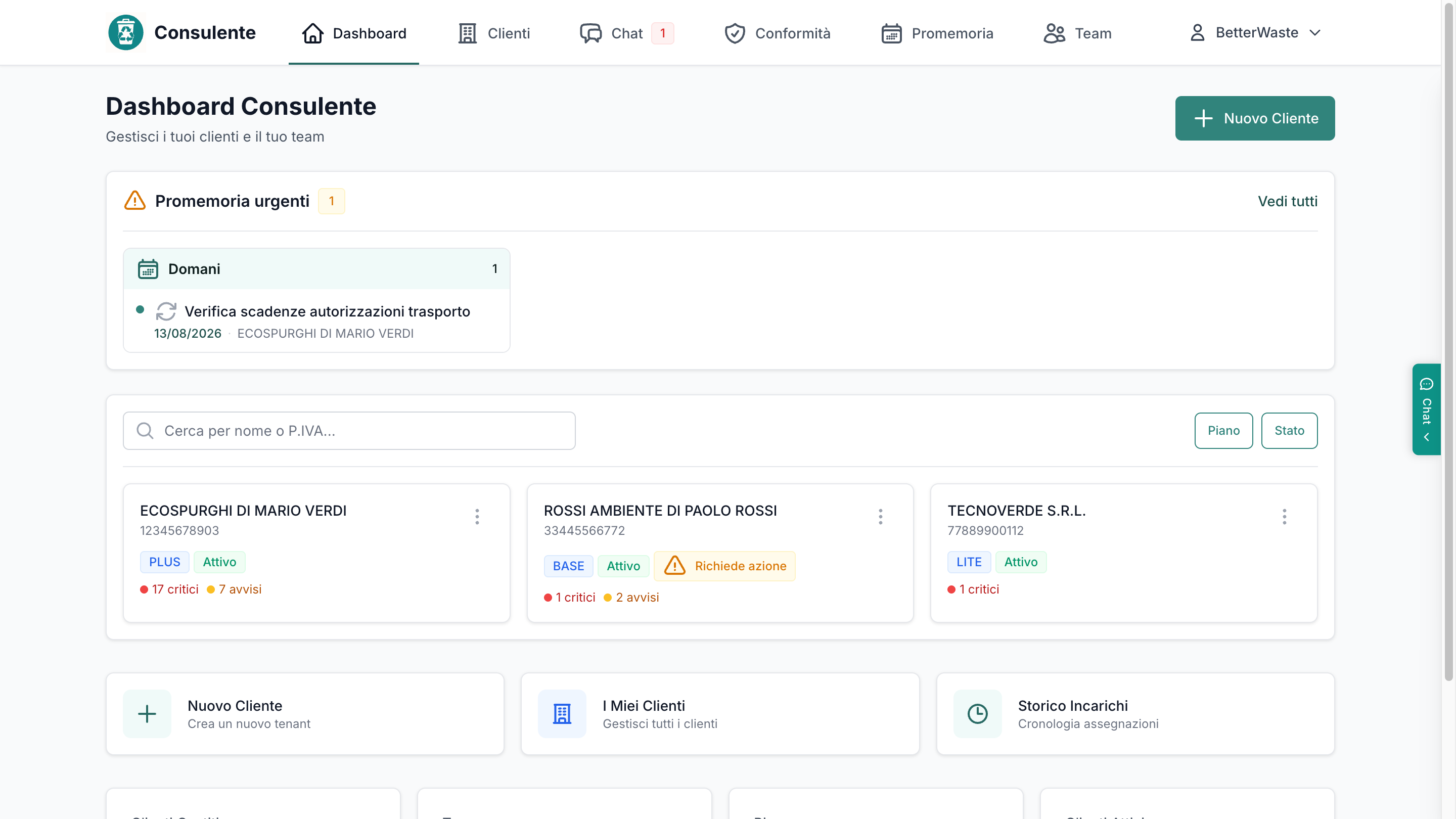 Dashboard del consulente
